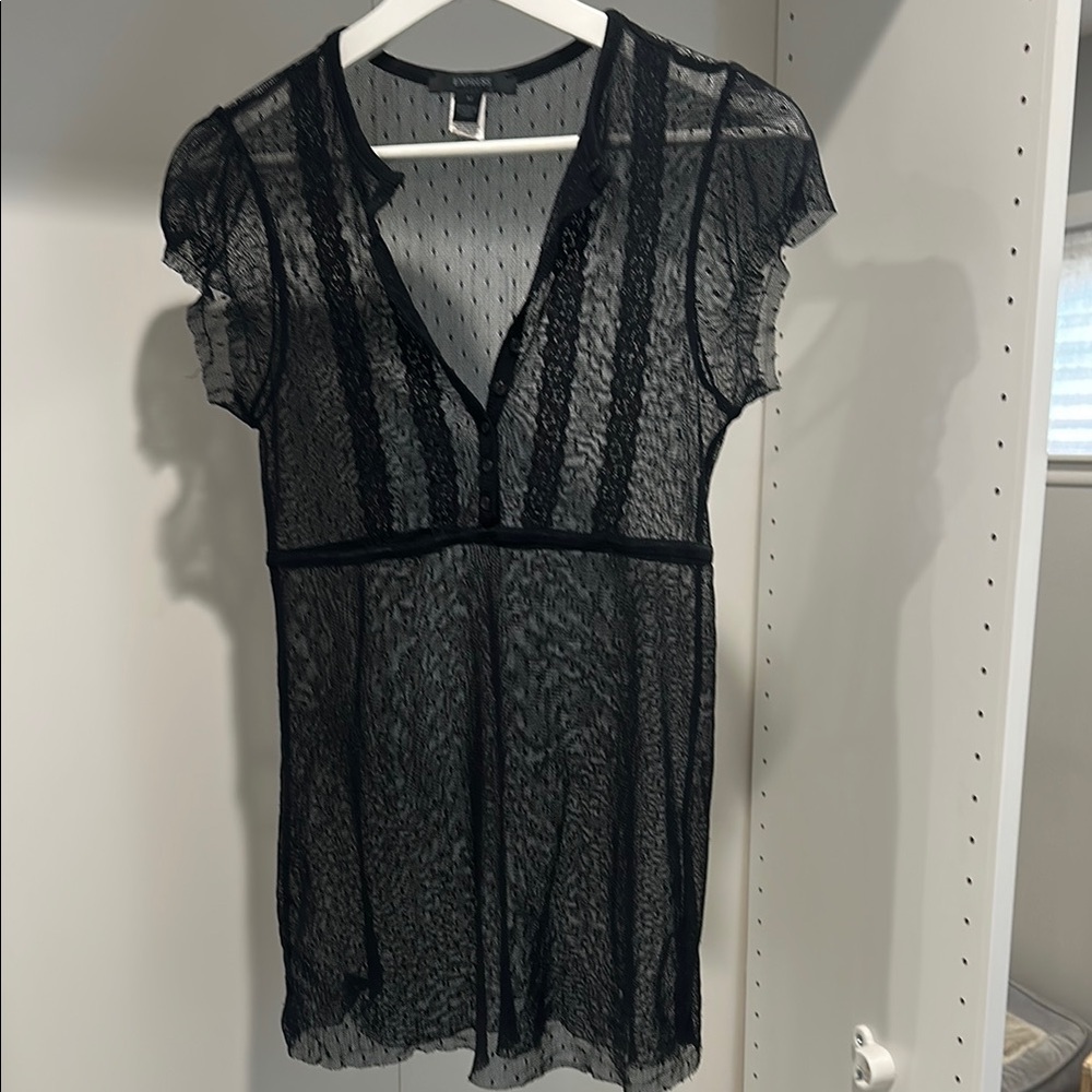 Vintage Y2K Express Black Lace Blouse
